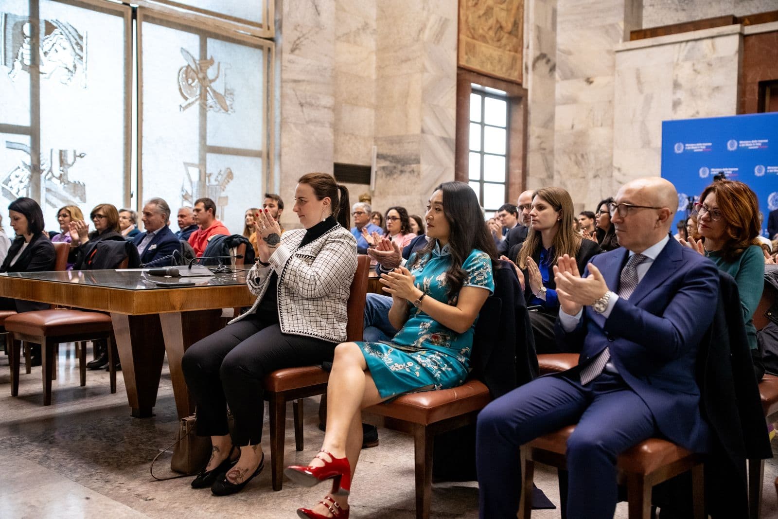 La platea istituzionale durante i lavori al Ministero.
