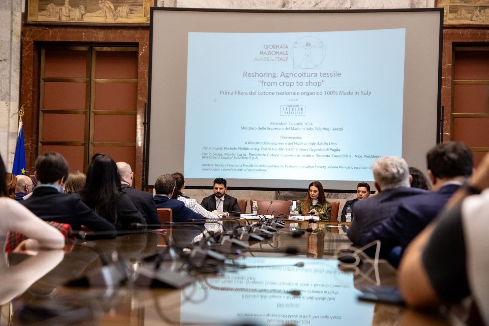 Conferenza al MIMIT per la prima filiera del cotone organico 100% Made in Italy, Roma 2024.