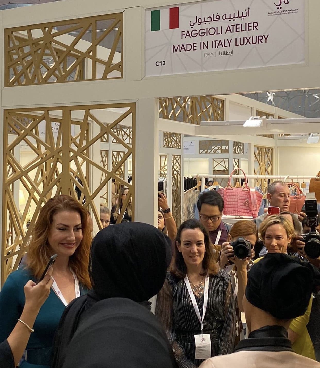 Lo stand Faggioli Atelier, Made in Italy luxury, in fiera.