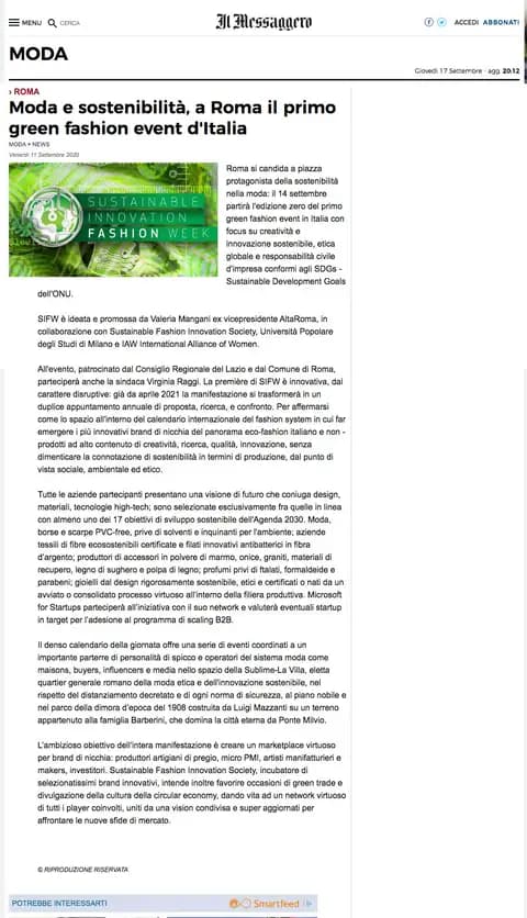 IL MESSAGGERO MODA, 11.09.2020